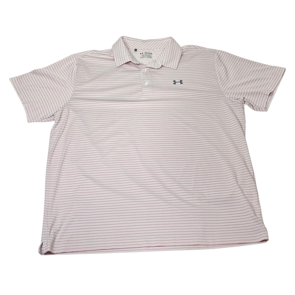 Under Armour Men's Pink Striped Polo Shirt XXL - Picture 2 of 7